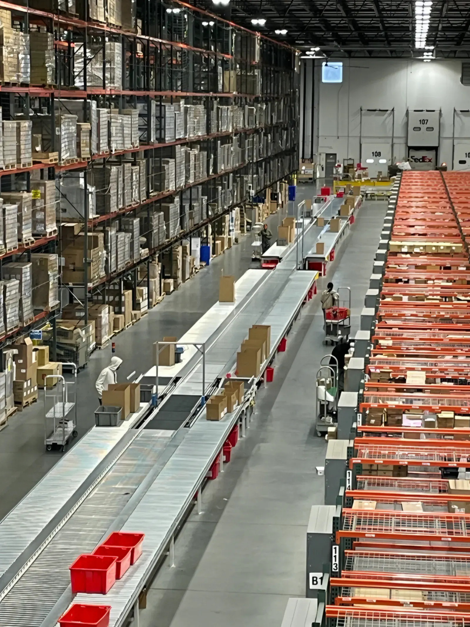 A Fulfillment.com team member works a pick line beside the outbound shipping dock.
